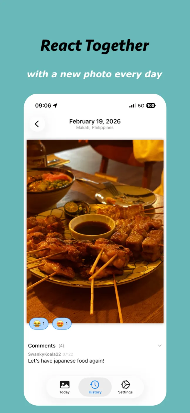 Reacting to a photo in an Apple Shared Album using WeFrames