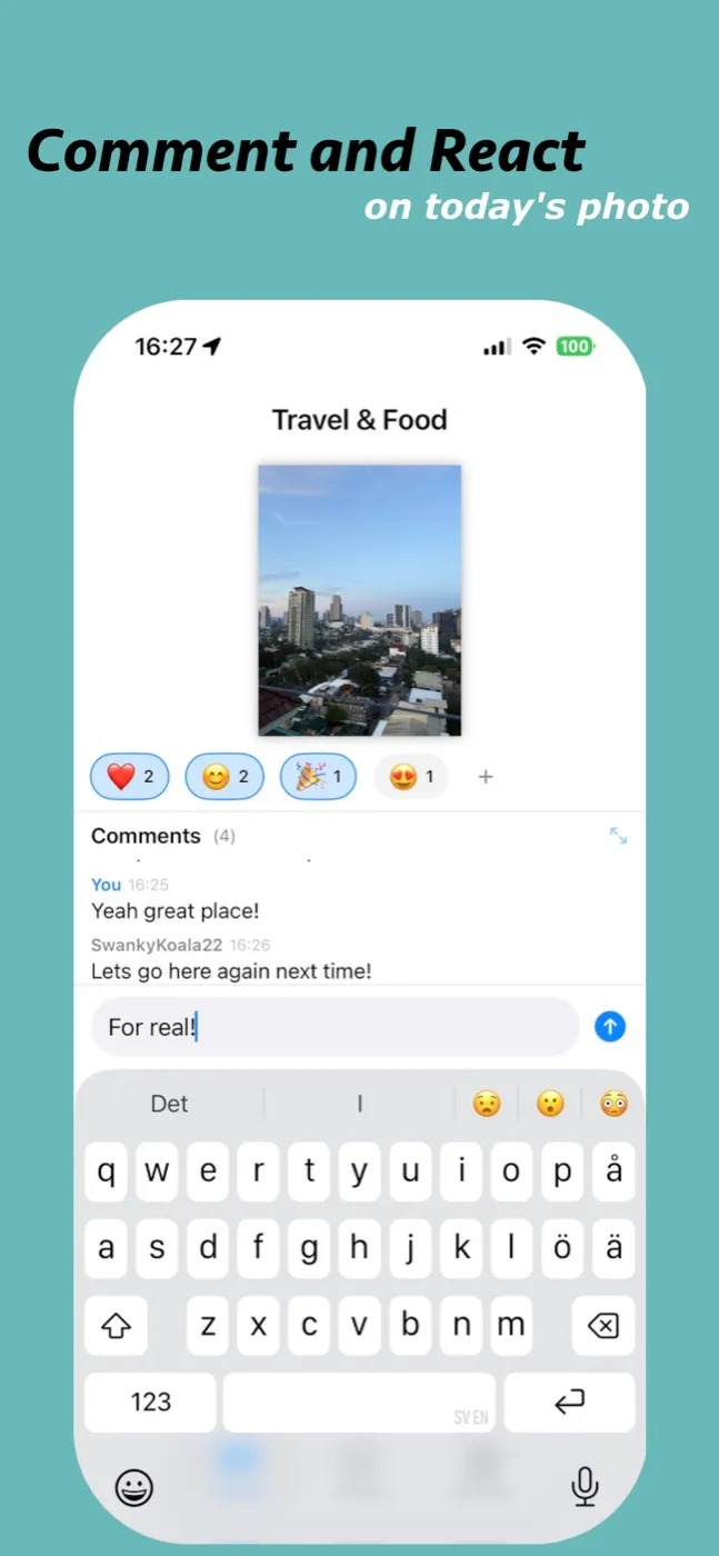 Commenting on a family photo in a shared iCloud album